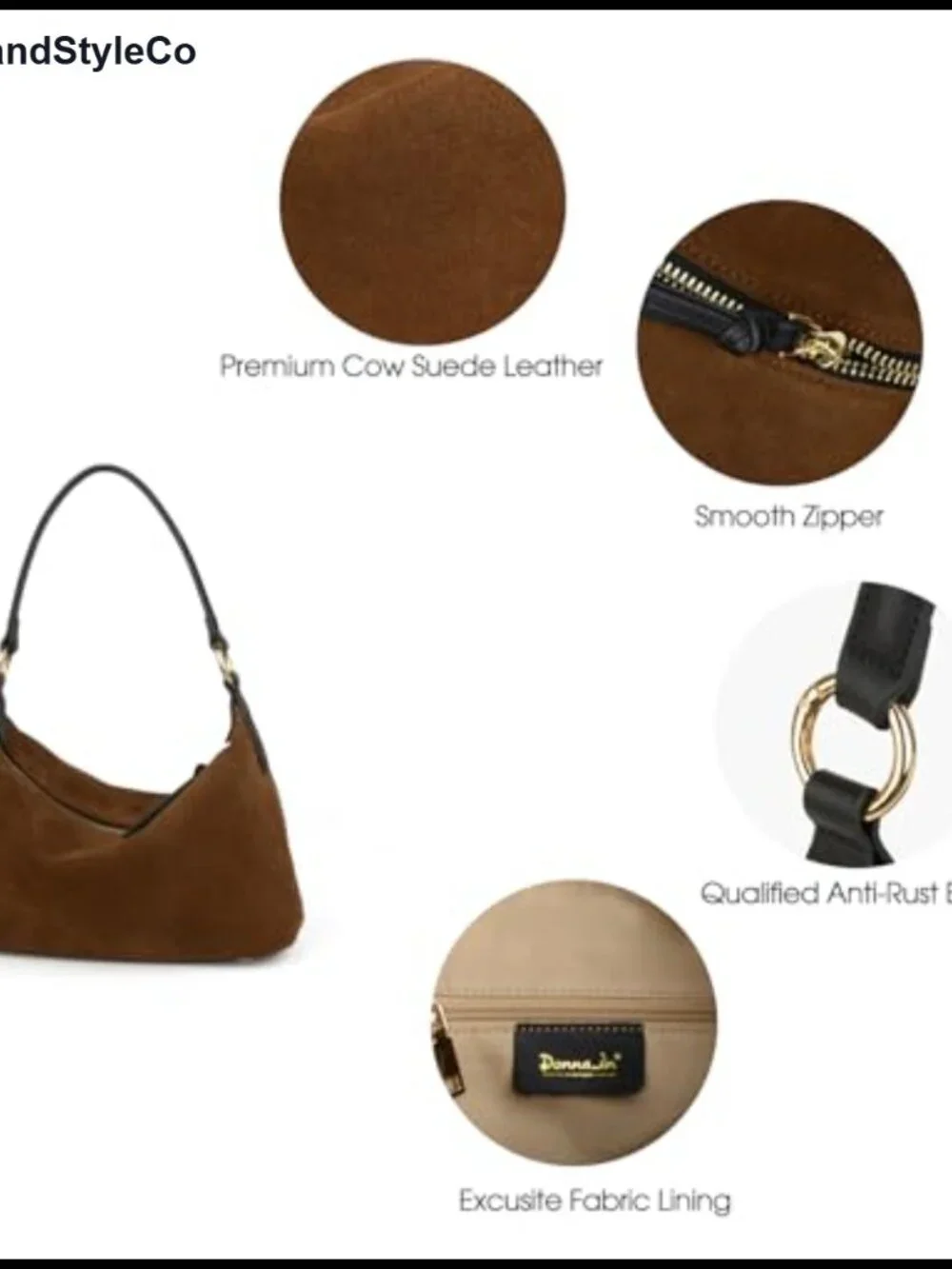Real Cowhide Suede Slouchy Hobo Bag Crossbody Shoulder Handbag Crescent